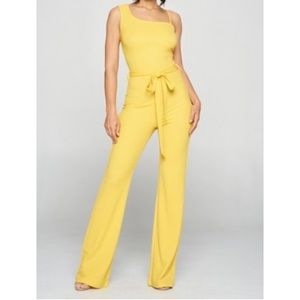 Celeb Women’s Jumpsuit One Shoulder With Belt Mustard Size Large